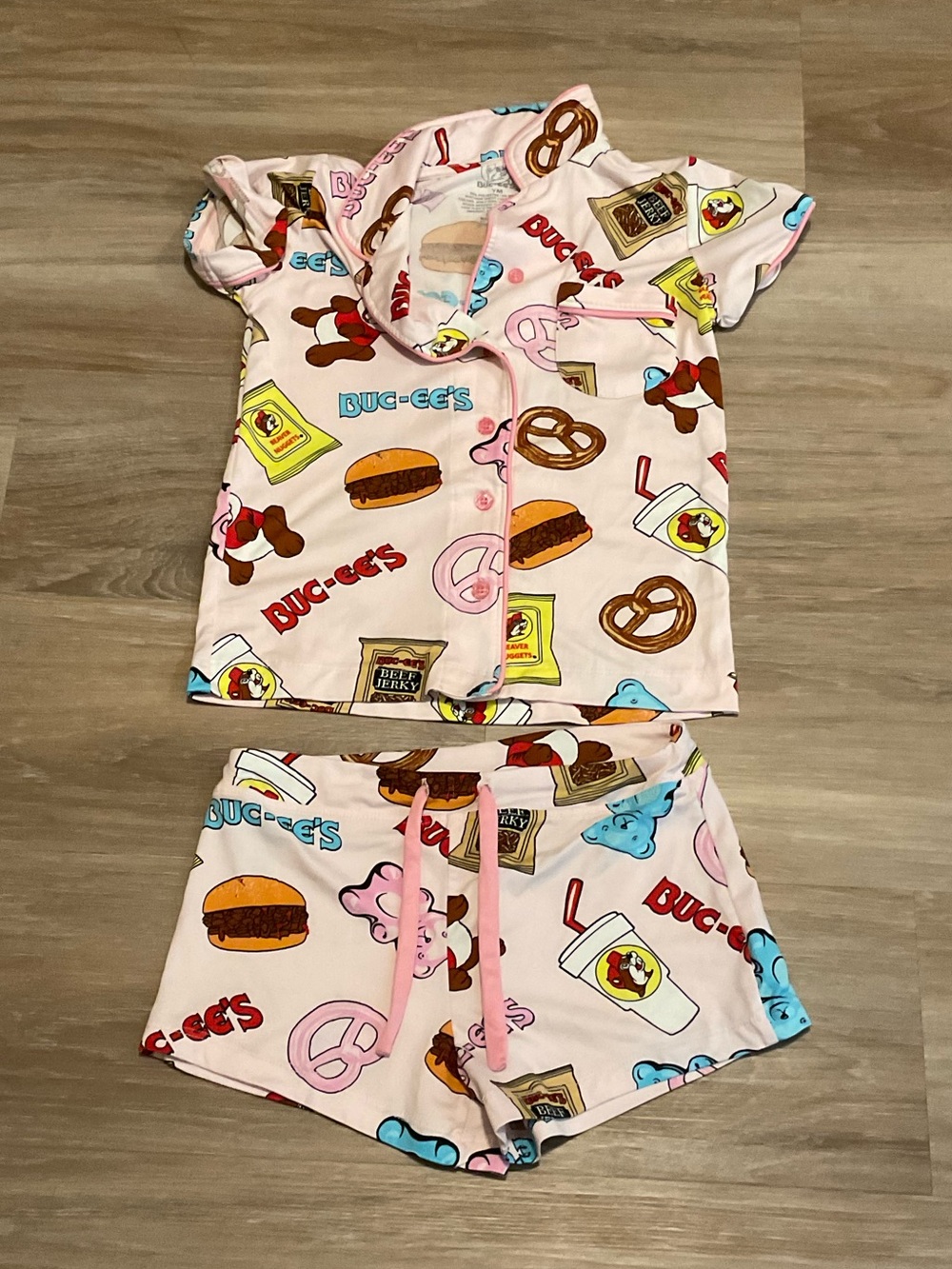 Buc-ees | Pink Kids Pajama Set - Short Sleeve Top & Shorts